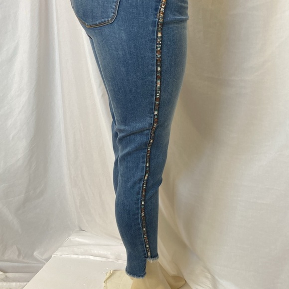 DEMOCRACY Jeans Tummy Control Size 6 Shiny Color Beads Side Stripe Dark Blue - Picture 7 of 12